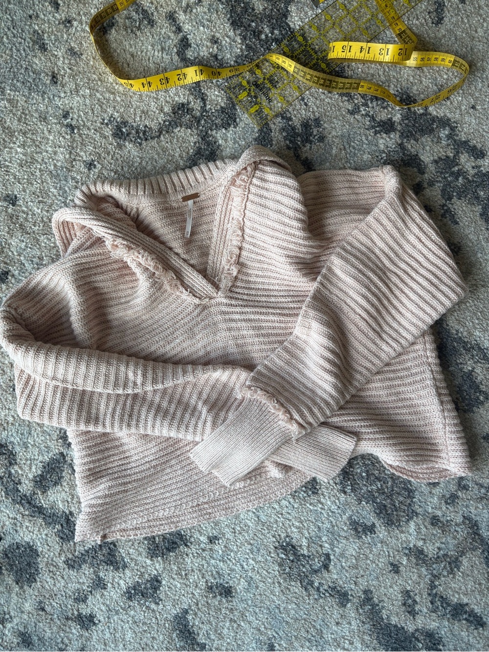 Free People Blush Ribbed V-Neck Sweater